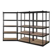 Garage Steel Warehouse Storage 5 Shelves Rack Black - 5x1.8M