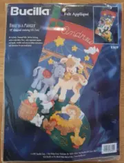 Bucilla Felt Applique Away in the Manger Christmas Stocking Kit 18 inch