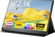 2.5K Portable Monitor, 16" 2560X1600 QHD Portable Gaming Monitor HDR Freesync La
