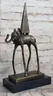Hot Cast Real Bronze Space Elephant Sculpture Art Deco Marble Base Figurine Art
