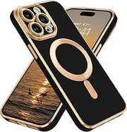 [DUEDUE] Magnetic Case for iPhone 14 Pro Max Case 6.7", Compatible with MagSafe Wireless Charging, Slim iPhone 14 Pro Max Case Cover Luxury Plating with Full Camera Protection, Black