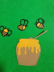 Large honey Pot With 3 Bumble Bees Die Cut Cardstock Scrapbook