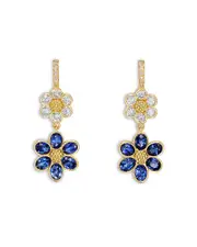 Temple St. Clair 18K Yellow Gold Fj Blue Sapphire & Diamond Fiori Flower Drop Earrings