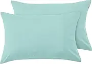 LINENOVA Luxury Cotton Blend Pillowcases (Set of 2) - Standard Size, Envelope Closure Soft and Breathable Pillowcases Set- 48x74cm-Mint