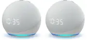 [2 Pack] Echo Dot (4th Gen) Smart speaker with clock and Alexa - Glacier White