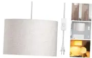 Plug in Pendant Light, Hanging Light with 15Ft Clear Cord, On/Off Switch Beige