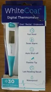White Coat Fast Reading Digital Thermometer | Flexible Tip & Fever Indicator