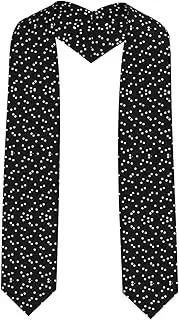 [WURTON] Black White Polka Dots Print Unisex Adult Graduation Stole Class Of 2024 Polyester Shawl Stole With Trim Honor