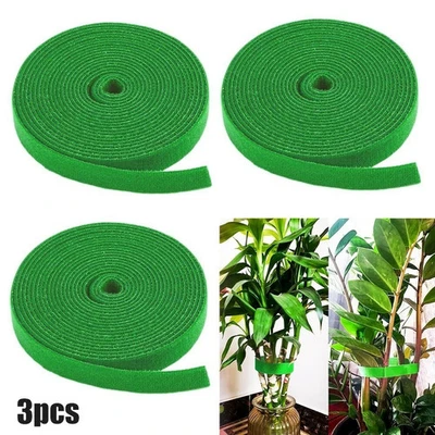 3 Roll Tie-Tape Plant Ties Hook Loop Garden Supports Bamboo Cane (Style E)