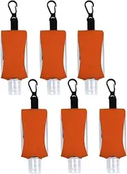 Empty Bottle for Hand Sanitizer Gel Products Liquid Soap 6 Pack 1 OZ Travel Sized Holder Keychain Carriers Flip Cap Reusable Portable (Orange1)