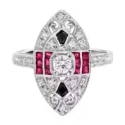 Art Deco Style 2.6Ct Round Lab Created Diamond 14K White Gold FN Engagement Ring