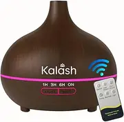 Kalash 500ml Essential Oil Diffuser & Humidifier – Ultrasonic Cool Mist Aroma Diffuser with Remote, 7 LED Lights, Timer, Auto Shut-Off | Oil Diffuser for Home, Yoga, Spa, Bedroom – Dark Wood