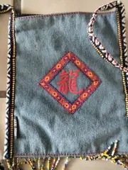 FAR NINE Beaded Fringe Denim Crossbody Hippie Bohemian Bag Purse nwt
