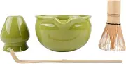 Matcha Whisk Set 4 Piece Matcha Set with Handmade Bamboo Matcha Whisk Matcha Bowl Ceramic Tea Set Eco-Friendly Durable, Matcha Kit for Smooth Foam Drinks Perfect for Tea Lovers