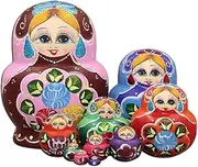 Stacking Toy Stacking Dolls with Rich Flowers Pattern Nesting Dolls 10 Piece Russian Stacking Dolls Desktop for Home Office Decor