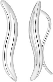 HOMEYU® Ear Cuff Earrings Leaf Ear Crawler Sweep Cuff Ear Climber Hook Earrings Pierced Studs