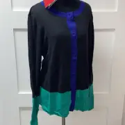 NWT Narciso Rodriguez XL Design Nation Color Block Sweater Black & Teal. $60MSRP