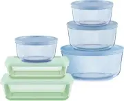 Pyrex Colors (6-Pack, Full Set) Tinted Glass Food Storage Container Set, Snug 3