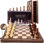 Chess Sets, 15'' Magnetic Wooden Chess Set, Portable Folding Board Game for Adul