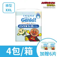 在飛比找PChome24h購物優惠-王子 麵包超人褲型/尿布XXL+贈6片(日本原裝/箱購)