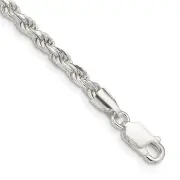 Sterling Silver 3.2mm Diamond-cut Rope Chain Bracelet 7" 6.9gm Gift for Mother