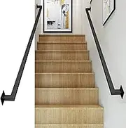 Square Staircase Handrails Wall Mount Stair Railing Indoor Outdoor Handrail Railing for Stairs with Wrought Iron Barckets, Bar Foot Rail - Complete Kit (Size : 11ft/330cm)