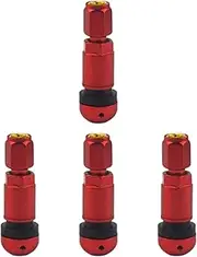 4X Bolt in Tire Valve Stem Cap Aluminum Alloy Tubeless Valve Stem with Dust Cap, Red