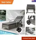 Livsip Sun Lounge Removable Wheeled Outdoor Furniture Wicker Day Bed Rattan C...