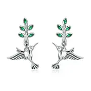 Silver plating Hummingbirds Greetings Bird Stud Earrings for Women Fashion Earrings Jewelry