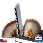 JIC Gem 1 Pair(4 to 6 Lbs) Natural Agate Bookends Decorative geode Book Ends