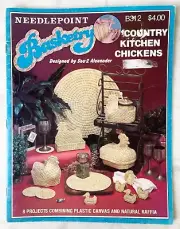 Needlepoint Basketry Country Kitchen Chickens Leaflet B312 Raffia Plastic Canvas