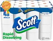 Rapid-Dissolving Toilet Paper 48 Double Rolls = 96 Regular Rolls 231 Sheets
