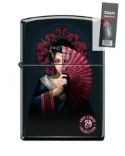 Zippo 86648 Anne Stokes Collection Geisha Hand Fan Lighter + FLINT PACK