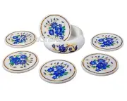 4.5 Inches Beautiful Pattern Inlay Work Wine Coaster Set Marble Coffee Coaster