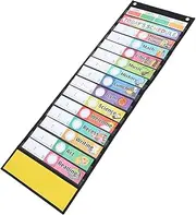 TEMPNAP Classroom Pocket Chart with DIY Preset Daily Schedule Organizer for Teachers Classroom Management Supplies