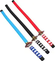 CHICAMPERA 3Pcs Japanese Sword Cosplay Accessories for Birthday Parties Halloween Costumes Pool Play Swords