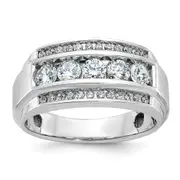 14k White Gold Men's Polished and Satin 1.25 carat Diamond Complete Ring