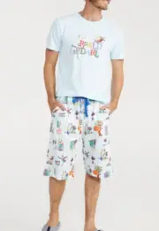 NEW PETER ALEXANDER MENS ROALD DAHL PJ TOP TEE + SLEEP SHORTS RRP$129.90 SMALL S