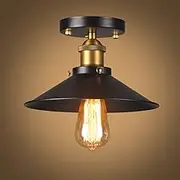 Modern Vintage Industrial Ceiling Light - Black Metal Loft Bar Shade, Retro Pendant Light, E27 Lamp for Bedroom, Cafe, Restaurant, Office (Diameter 30cm)