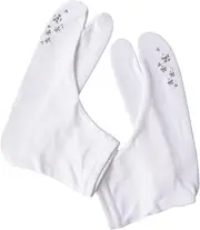 [あめてまり] Amemari Women's Tabi Socks, Stretch, Elastic Mouth, Embroidered, Rhinestones, Single Cloth Tabi Socks, No Haze, 8.9 - 9.6 inches (22.5 - 24.5 cm), One Size Fits Most, Tabi Socks, White, Cute,