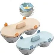 WUWFKUI 2PCS Microwave Double Egg Poacher Maker,2 Cavity Egg Steam Cooker with Lid(Orange+Blue)