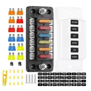 Universal 6 Way Blade Fuse Block Car Boat Auto Power Distribution Holder Box Kit