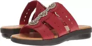 Easy Street Women's Nori Flat Sandal, Red Beaded Open Toe NEW 5.5 M