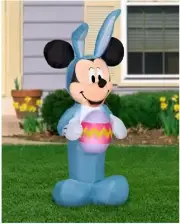 4 FT DISNEY'S MICKEY MOUSE IN BLUE BUNNY SUIT Airblown Lighted Yard Inflatable