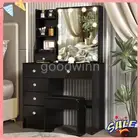Makeup Vanity Table Stool with Sliding Mirror Vanity Desk 3 Lighting Colors Set