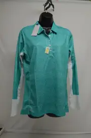 NEW ADIDAS Golf Polo Women's Climacool Long Sleeve Shirt Blue UPF 50 Sz XL
