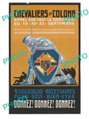 POSTCARD SIZE PHOTO OF WWI CANADIAN MILITARY POSTER CHEVALIERS DE COLOMA