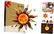 Solar Sun Face Wall Art – Metal Outdoor Wall Decor with Solar LED Lights Gold