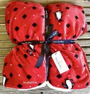 Vera Bradley PLAYFUL PENGUINS RED Cozy Life Throw Blanket SHERPA New NWT RARE