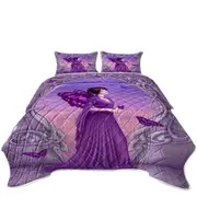 Butterflies and Purple Amethyst Butterfly Girl Coverlet